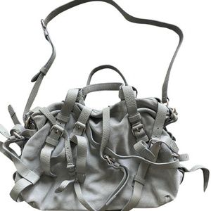 Alexander Wang Kirsten Belt Buckle Grey Suede Leather Satchel